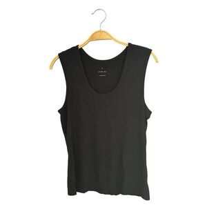 EVERLANE The Shimmy Ribbed Black Casual Tencel Blend Scoop Neck Tank Top M